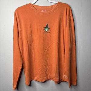 Life Is Good Womens Size Large Crusher Tee "Good Witch" Long Sleeve Orange
